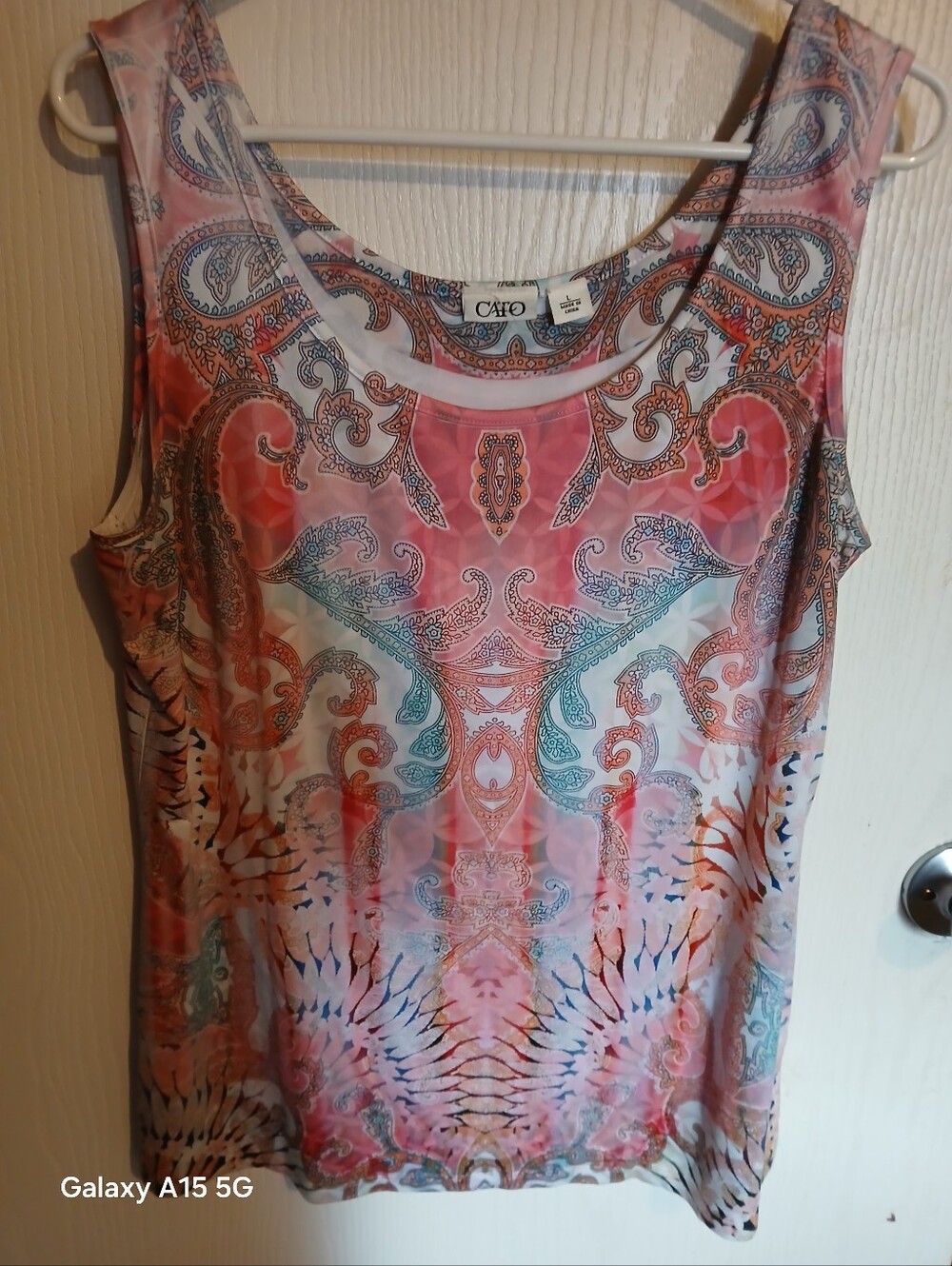 Cato Pink and Teal Paisley Print Tank Top